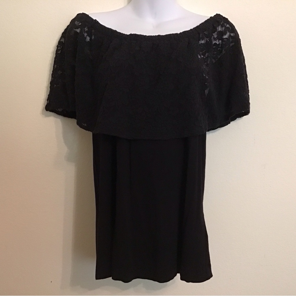 Skye's the Limit Black Crochet Lace Sleeve Blouse